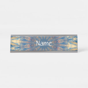 Porte-nom Pour Bureau Blue Chakra Kaleidoscope Thunder_Cove