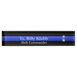 Porte-nom Pour Bureau Blue Line mince - lieutenant Rank
