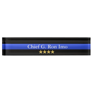 Porte-nom Pour Bureau Blue Line mince - rang d'étoiles du chef quatre