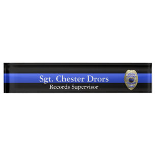 Porte-nom Pour Bureau Blue Line mince - salut insigne superbe de Supvr