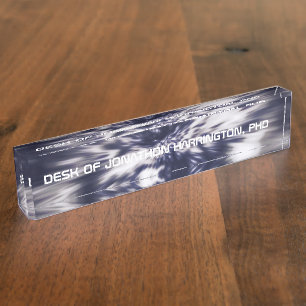 Porte-nom Pour Bureau Blue Sci-Fi Professionnel