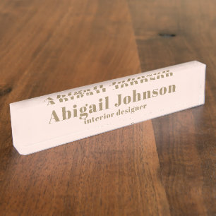 Porte-nom Pour Bureau Blush Pink Gold Professional Nom simple