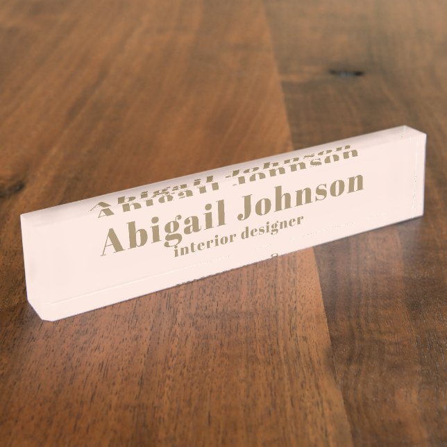 Porte-nom Pour Bureau Blush Pink Gold Professional Nom simple (Taille)