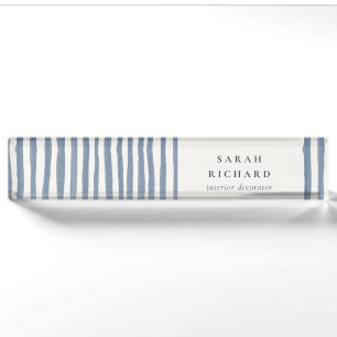 Porte-nom Pour Bureau Boho Chic Bleu Crépuscule Aquarelle Bandes Dessiné