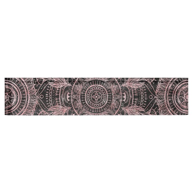 Porte-nom Pour Bureau Boho Rose Gold Grey Mandala Design élégant (Devant)