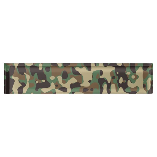 Porte-nom Pour Bureau Bois de Camouflage (Devant)