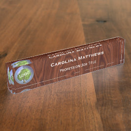 Porte-nom Pour Bureau Bois du logo de l'entreprise