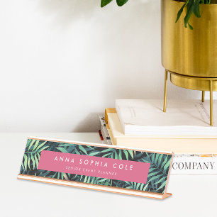Porte-nom Pour Bureau Botanique tropical