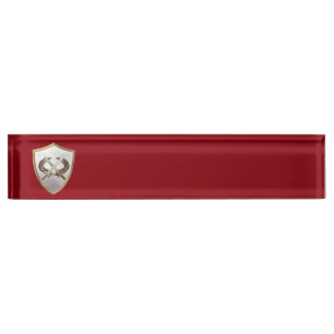 Porte-nom Pour Bureau Bouclier et épées