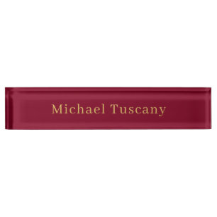 Porte-nom Pour Bureau Bourgogne Or Professionnel Texte Minimaliste Tenda