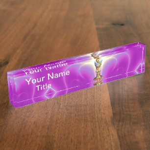 Porte-nom Pour Bureau BOWL OF HYGEIA Medicine, Pharmacie, Purple Fuchsia
