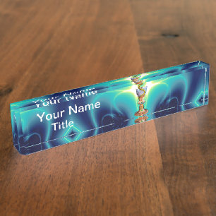 Porte-nom Pour Bureau BOWL OF HYGEIA Medicine, Pharmacie Turquoise Bleu