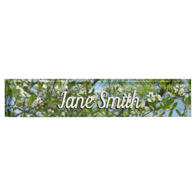 Porte-nom Pour Bureau Branche of Dogwood Blossoms Spring Trees (Devant)