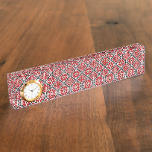 Porte-nom Pour Bureau Broderie Ethnique Slave, Traditionnelle Balkanique