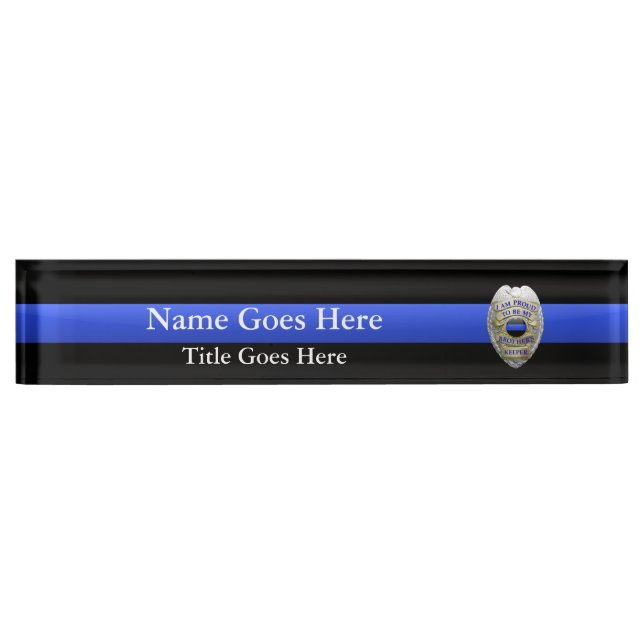 Porte-nom Pour Bureau Brothers Keeper Police Badge Bureau Nom Plaque (Devant)