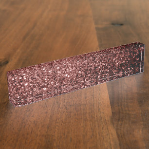 Porte-nom Pour Bureau Brown rouge faux Parties scintillant scintille