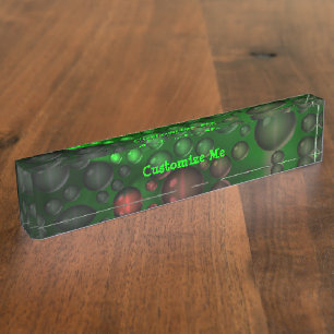 Porte-nom Pour Bureau Bulles montantes (Vert&Rouge)