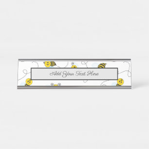 Porte-nom Pour Bureau Bumblebee volant Jaune Noir Bumble Bee