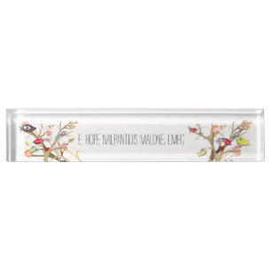 Porte-nom Pour Bureau Bureau acrylique Nom Plaque Whimsy Birds