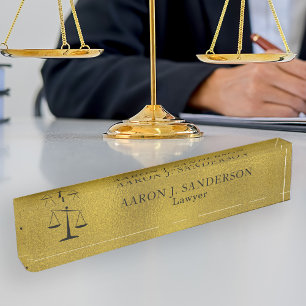Porte-nom Pour Bureau Bureau de l'avocat élégante fausse feuille d'or