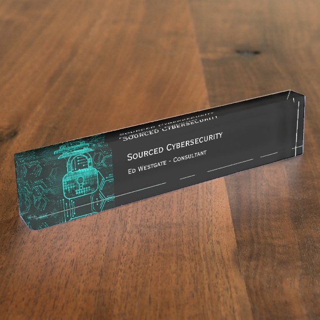 Porte-nom Pour Bureau Bureau du consultant en cybersécurité Nom Plaque (Taille)