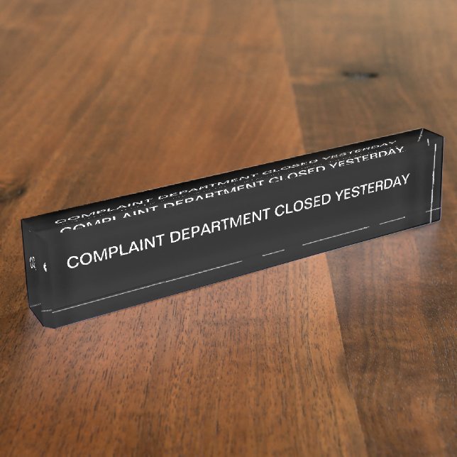 Porte-nom Pour Bureau Bureau du Département des plaintes amusantes (Taille)