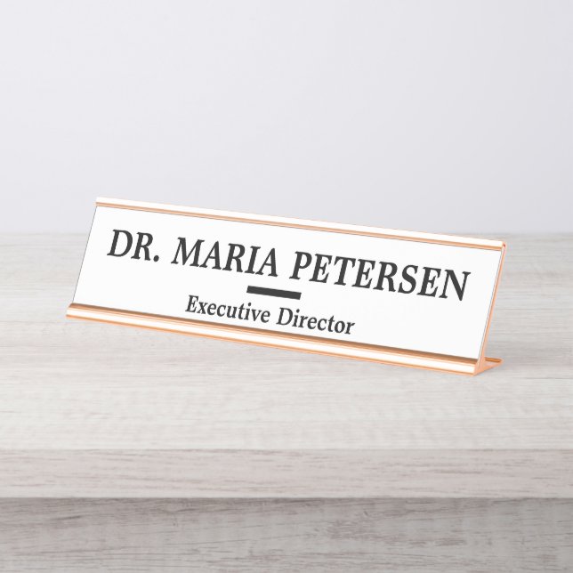 Porte-nom Pour Bureau Bureau du médecin moderne noir blanc (Devant)