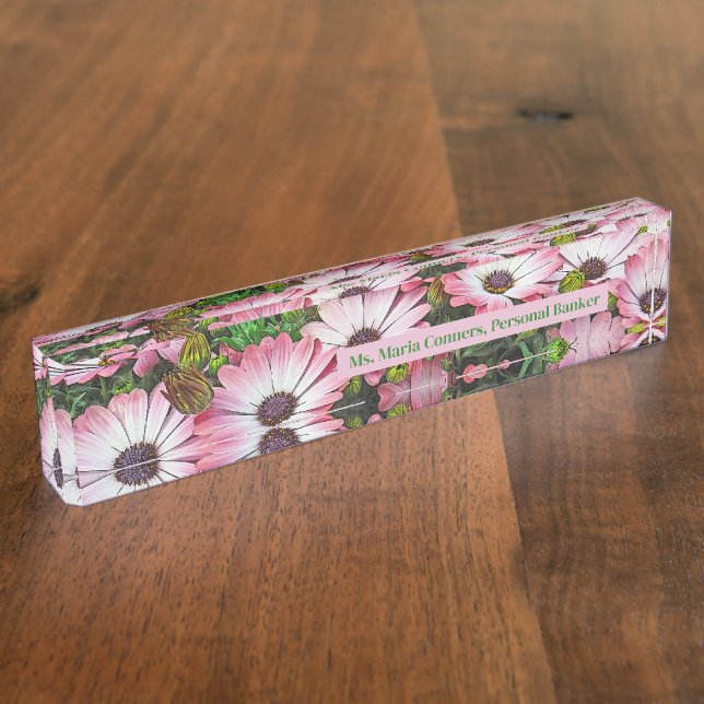 PORTE-NOM POUR BUREAU BUREAU FLORAL NOM, PERSONNALISABLE (Taille)
