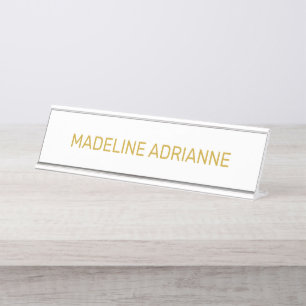 Porte-nom Pour Bureau Bureau Moderne Personnalisé Blanc & Or