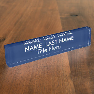 Porte-nom Pour Bureau Bureau personnalisé bleu marine élégant simple
