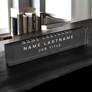 Porte-nom Pour Bureau Bureau professionnel élégant noir blanc