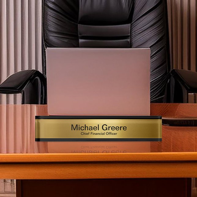 Porte-nom Pour Bureau Bureau professionnel Gold Black (Créateur téléchargé)