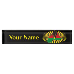 Porte-nom Pour Bureau Burkina Faso Carte, drapeau et première révolution