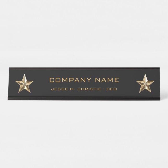Porte-nom Pour Bureau Cadre d'entreprise d'étoile d'or (Devant)