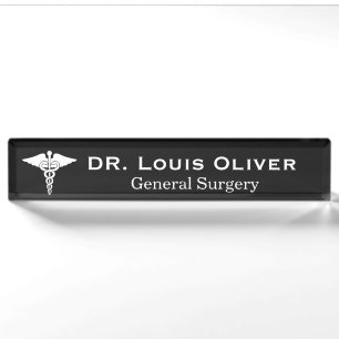 Porte-nom Pour Bureau Caducée médical personnalisé Médecin MD Docteur