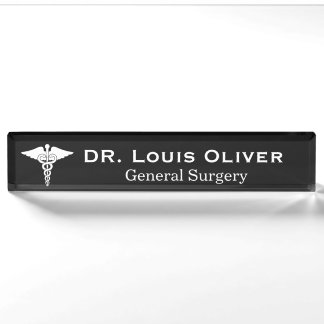 Porte-nom Pour Bureau Caducée médical personnalisé Médecin MD Docteur