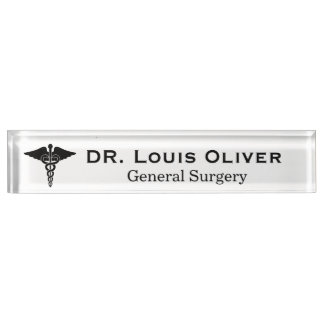 Porte-nom Pour Bureau Caducée médical personnalisé Médecin MD Docteur