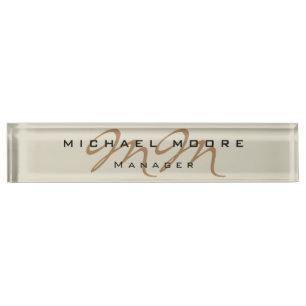 Porte-nom Pour Bureau Calligraphie classique Monogramme Pastel Couleur