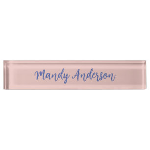 Porte-nom Pour Bureau Calligraphie Élégant Rose Or Plaine Nom simple