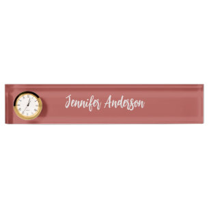 Porte-nom Pour Bureau Calligraphie Élégante brique personnalisée Rouge