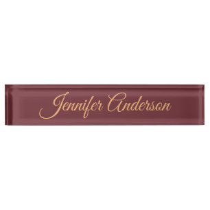 Porte-nom Pour Bureau Calligraphie Elégante Couleur du vin Nom personnal