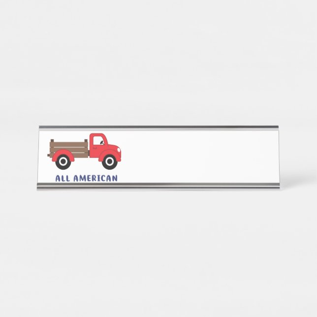 Porte-nom Pour Bureau Camion de ferme rouge (Devant)