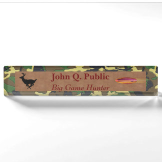 Porte-nom Pour Bureau Camo et cuir