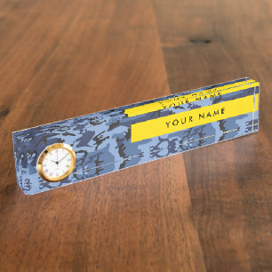 Porte-nom Pour Bureau Camouflage Bleu Marine Personnalisez votre nom
