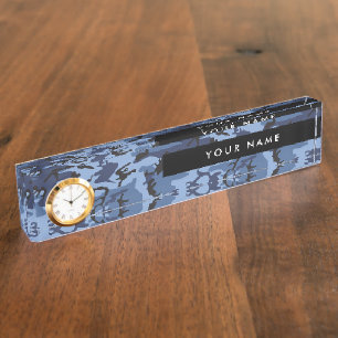 Porte-nom Pour Bureau Camouflage bleu marine Votre nom Personnalisez