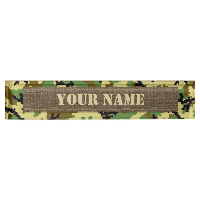 Porte-nom Pour Bureau Camouflage des bois (Devant)
