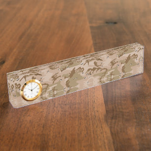 Porte-nom Pour Bureau Camouflage Désert Avec Galets, Militaire, Armée