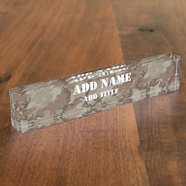 Porte-nom Pour Bureau Camouflage militaire du désert de Woodland (Taille)