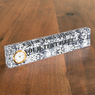Porte-nom Pour Bureau Camouflage numérique en argent de style urbain