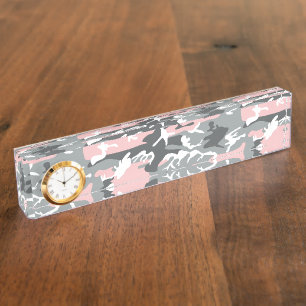 Porte-nom Pour Bureau Camouflage rose et gris, Militaire, Armée